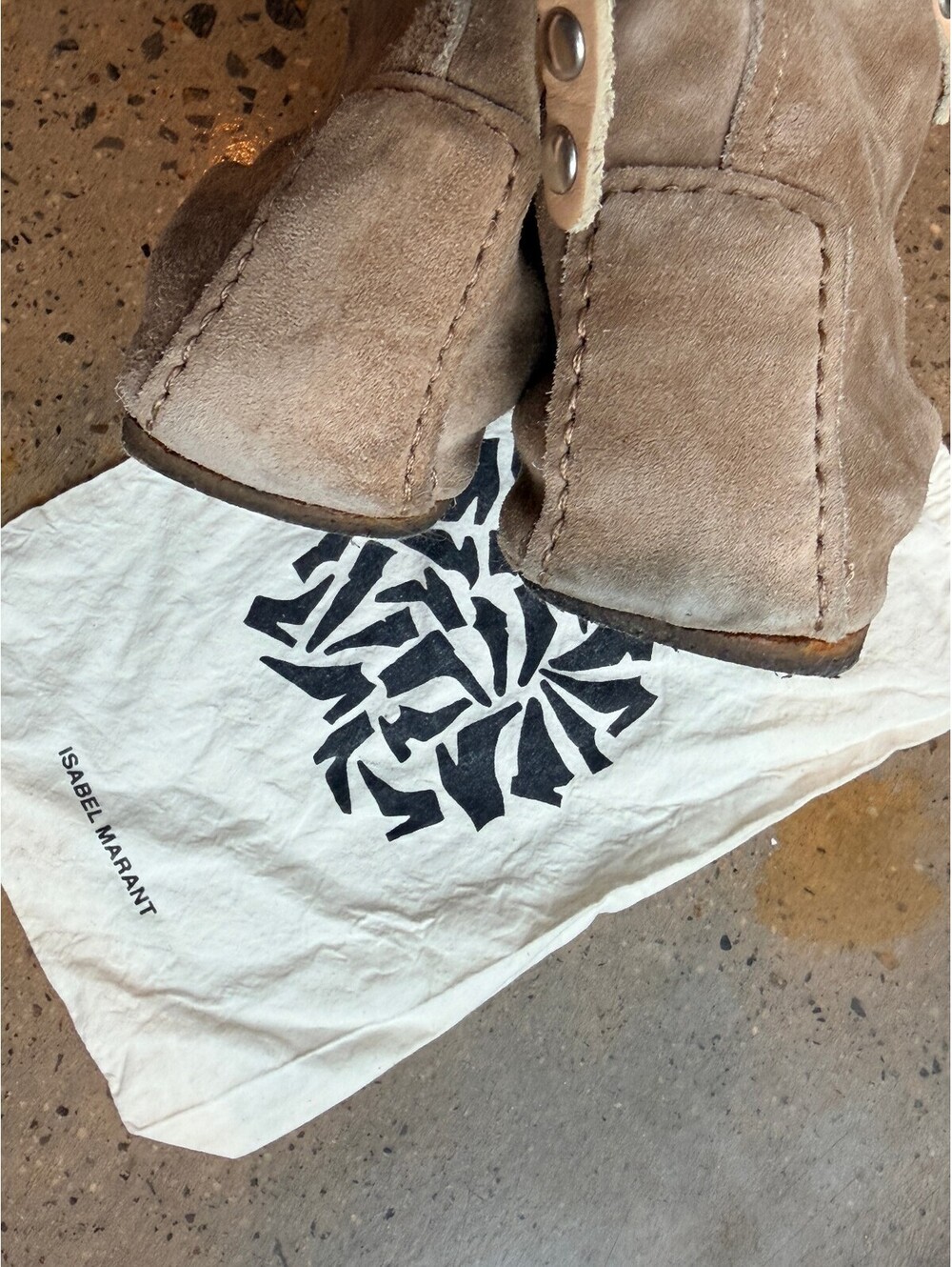 Isabel Marant Morley Taupe Suede Studded Moccasin Ankle Boots Rare - Size 39 - Picture 5 of 7